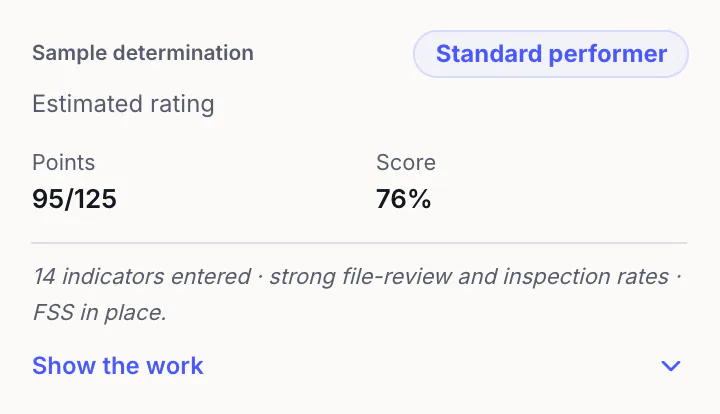 A SEMAP self-assessment: standard performer, 95 of 125 points