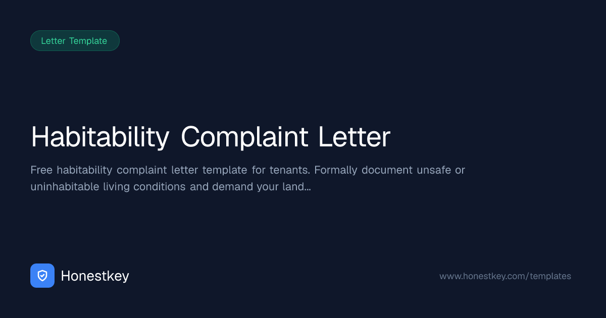 Habitability Complaint Letter Template | Honestkey™